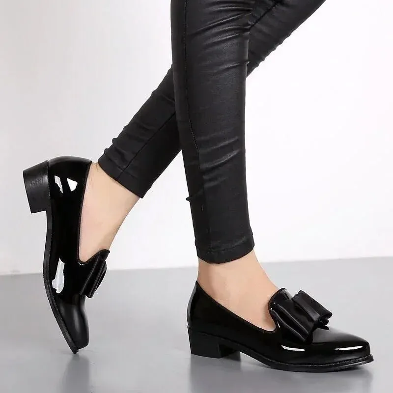 Parisienne Charm Leather Bow Flats