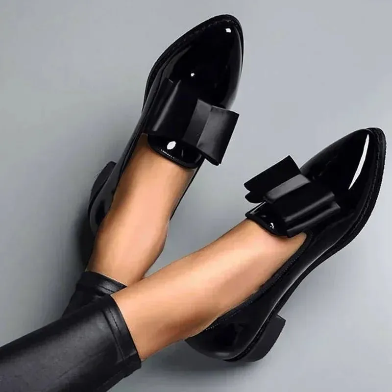 Parisienne Charm Leather Bow Flats