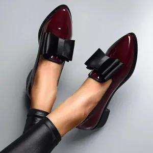 Parisienne Charm Leather Bow Flats