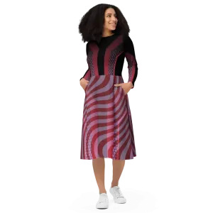 Red Bold Long Sleeve Midi for a Statement Look
