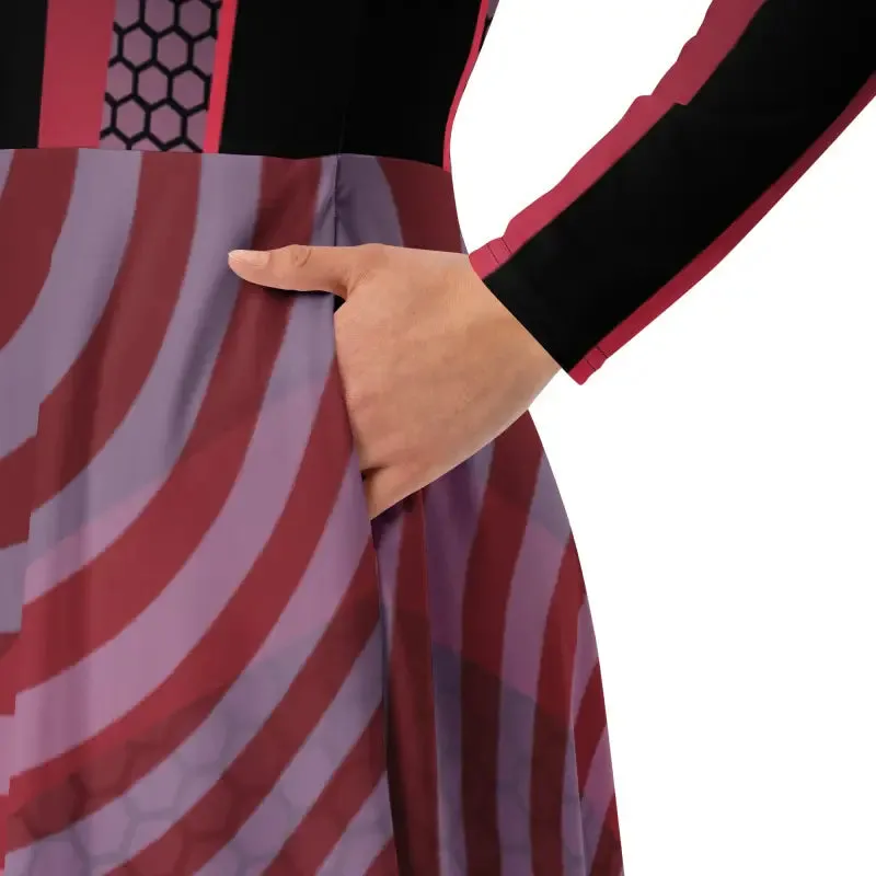 Red Bold Long Sleeve Midi for a Statement Look