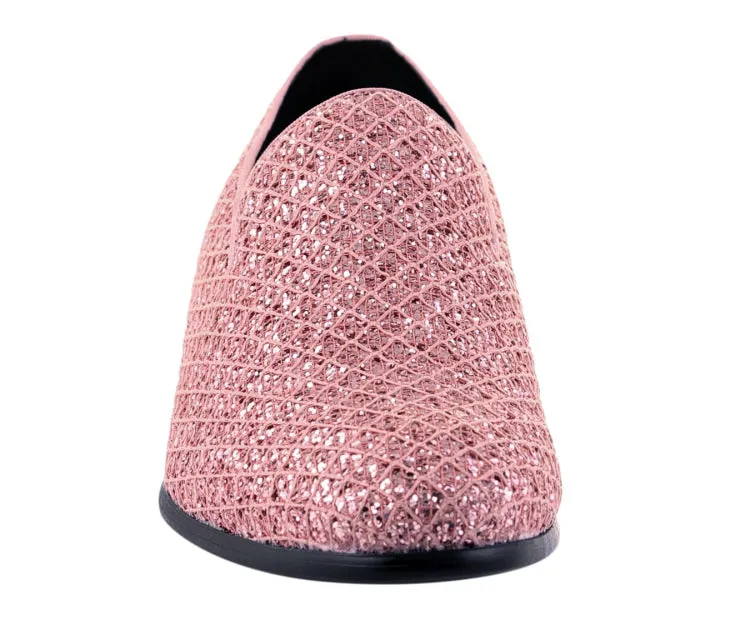 Sarlo Pink Glitter Tuxedo Slippers Women’s Vegan