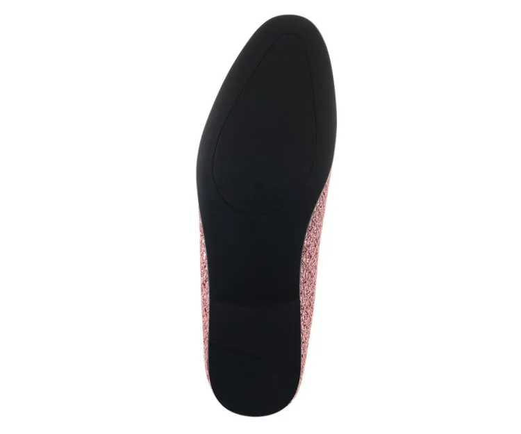 Sarlo Pink Glitter Tuxedo Slippers Women’s Vegan