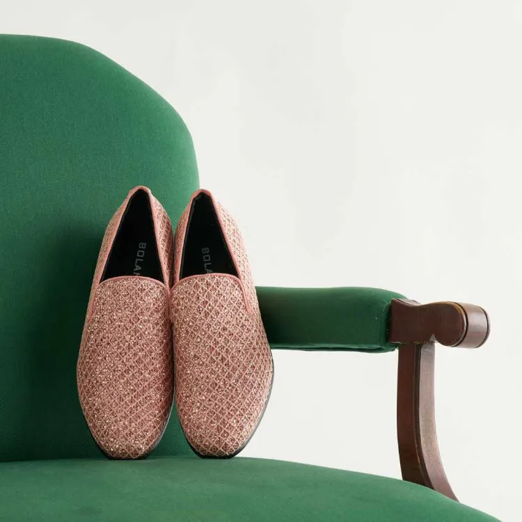 Sarlo Pink Glitter Tuxedo Slippers Women’s Vegan