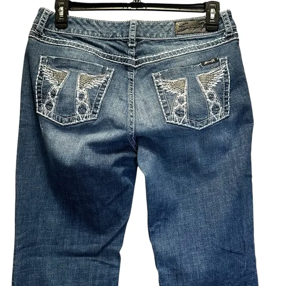 Seven7 Flare Premium distressed Denim Jeans size 14