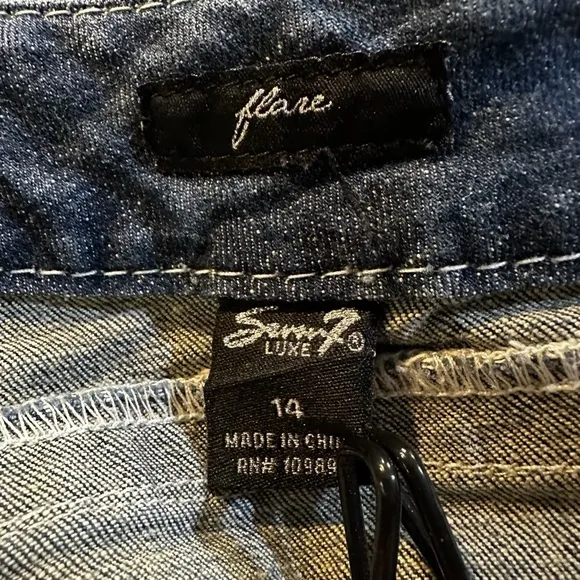 Seven7 Flare Premium distressed Denim Jeans size 14