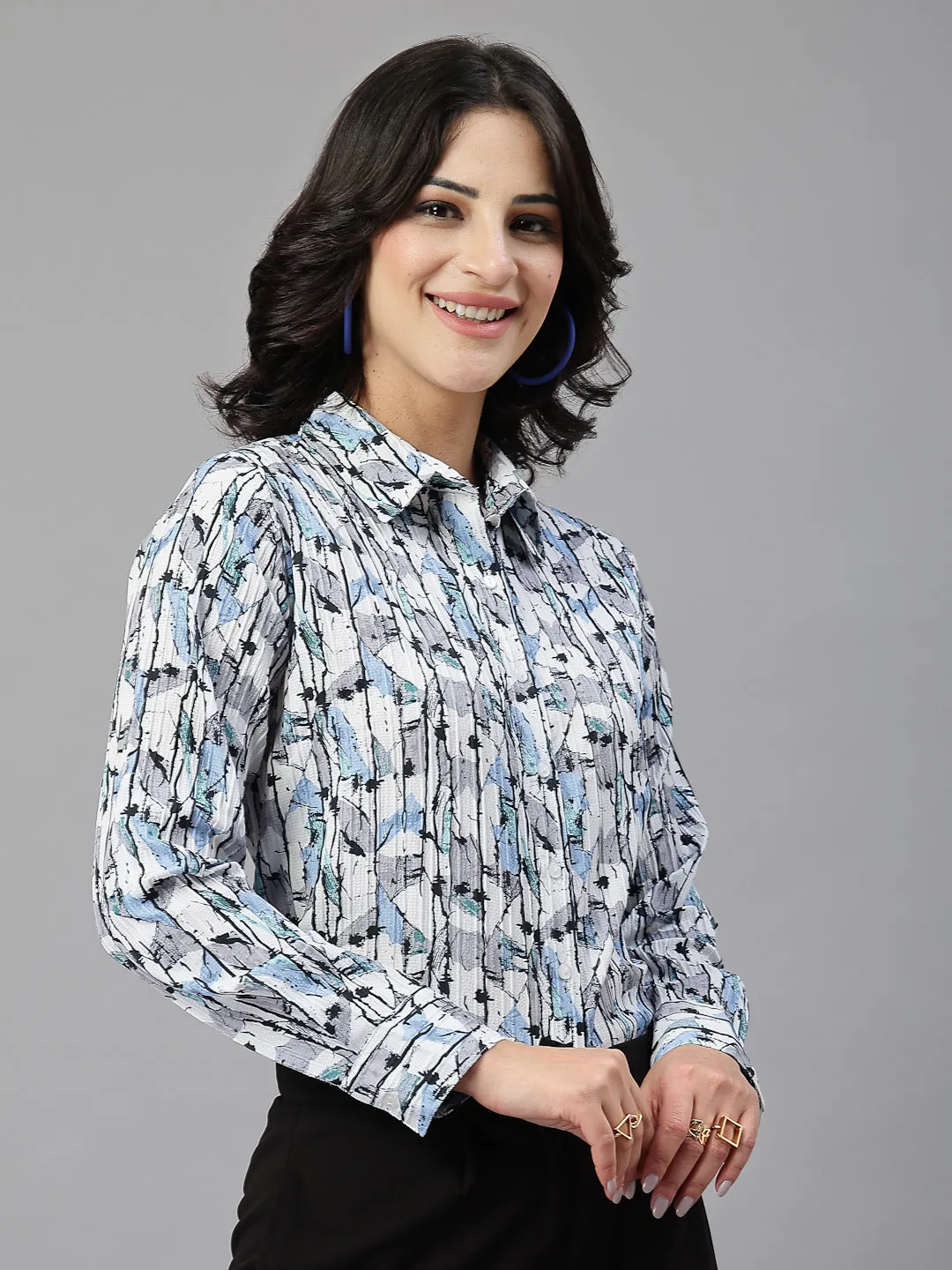Style Quotient Women white stripes printed shirt