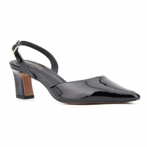 TORGEIS Womens Jacqueline Slingback, Pointed Toe Heels, Black, Rubber Outsole; - Very Good