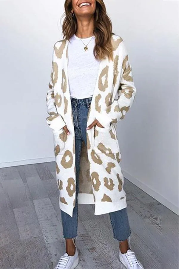 Trendy Leopard Sweater With Pockets Cardigan (4 Colors)