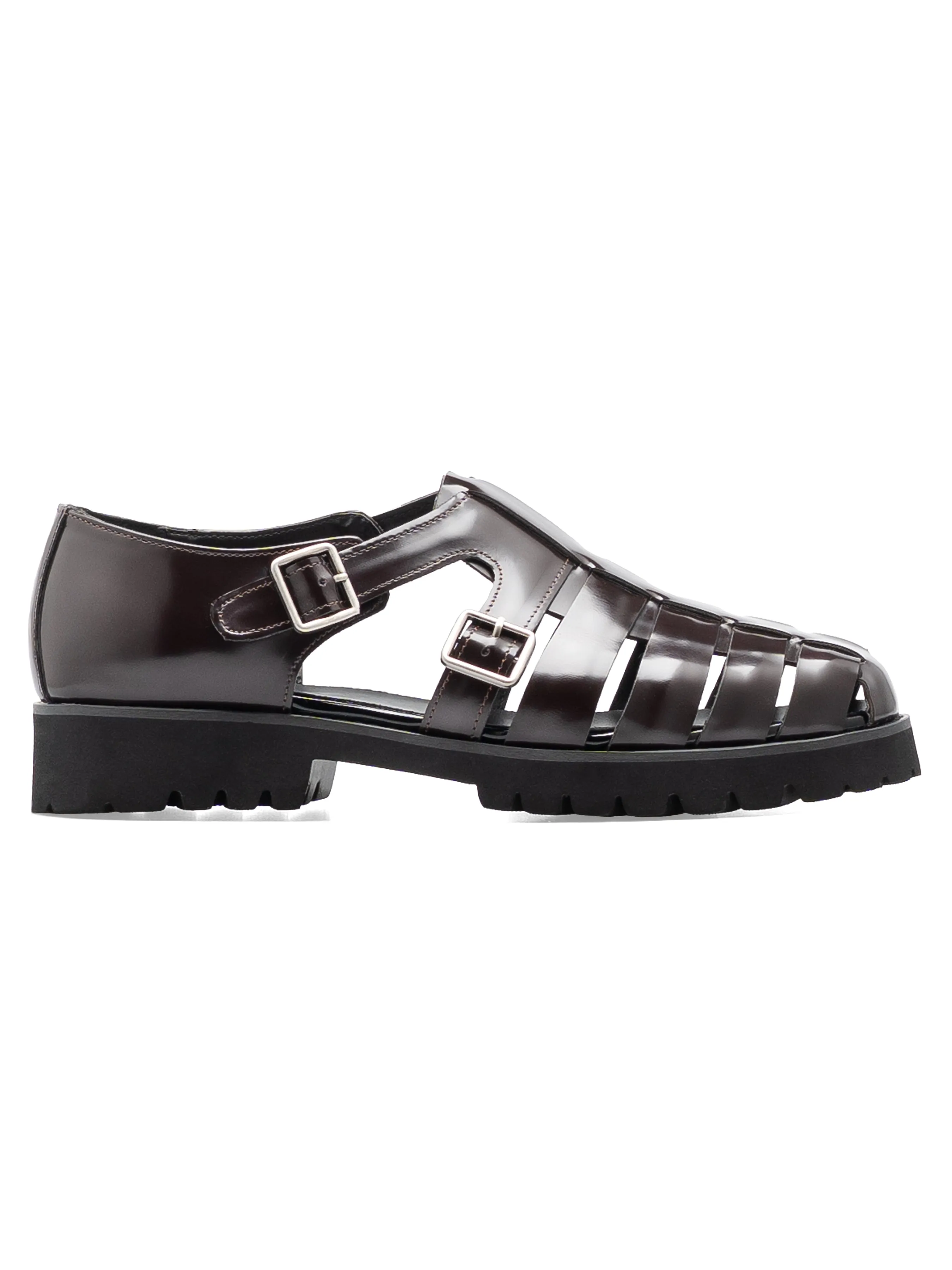 Veneto Sandal - Dark Brown Polished Leather (Eva Combat)