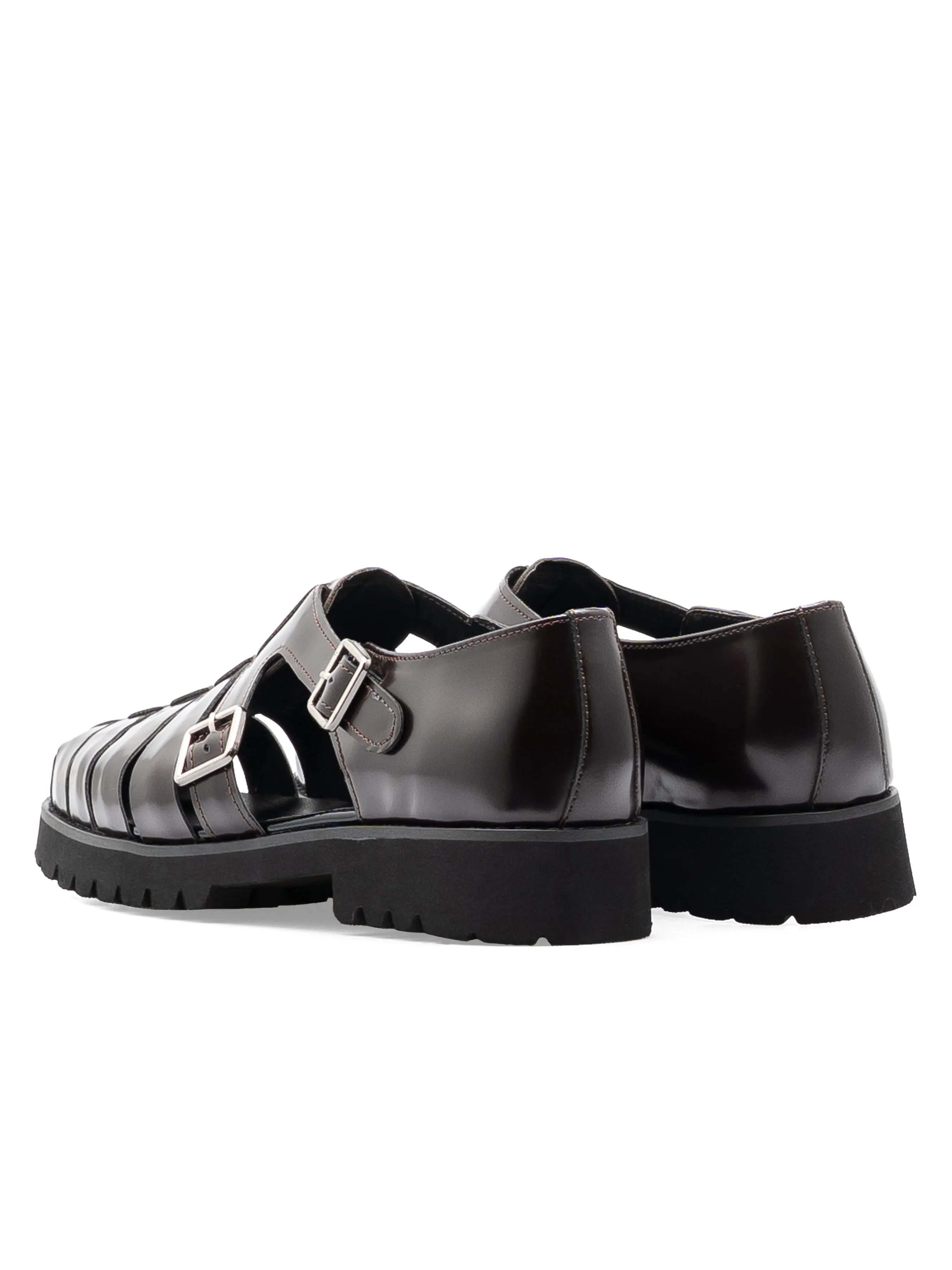 Veneto Sandal - Dark Brown Polished Leather (Eva Combat)