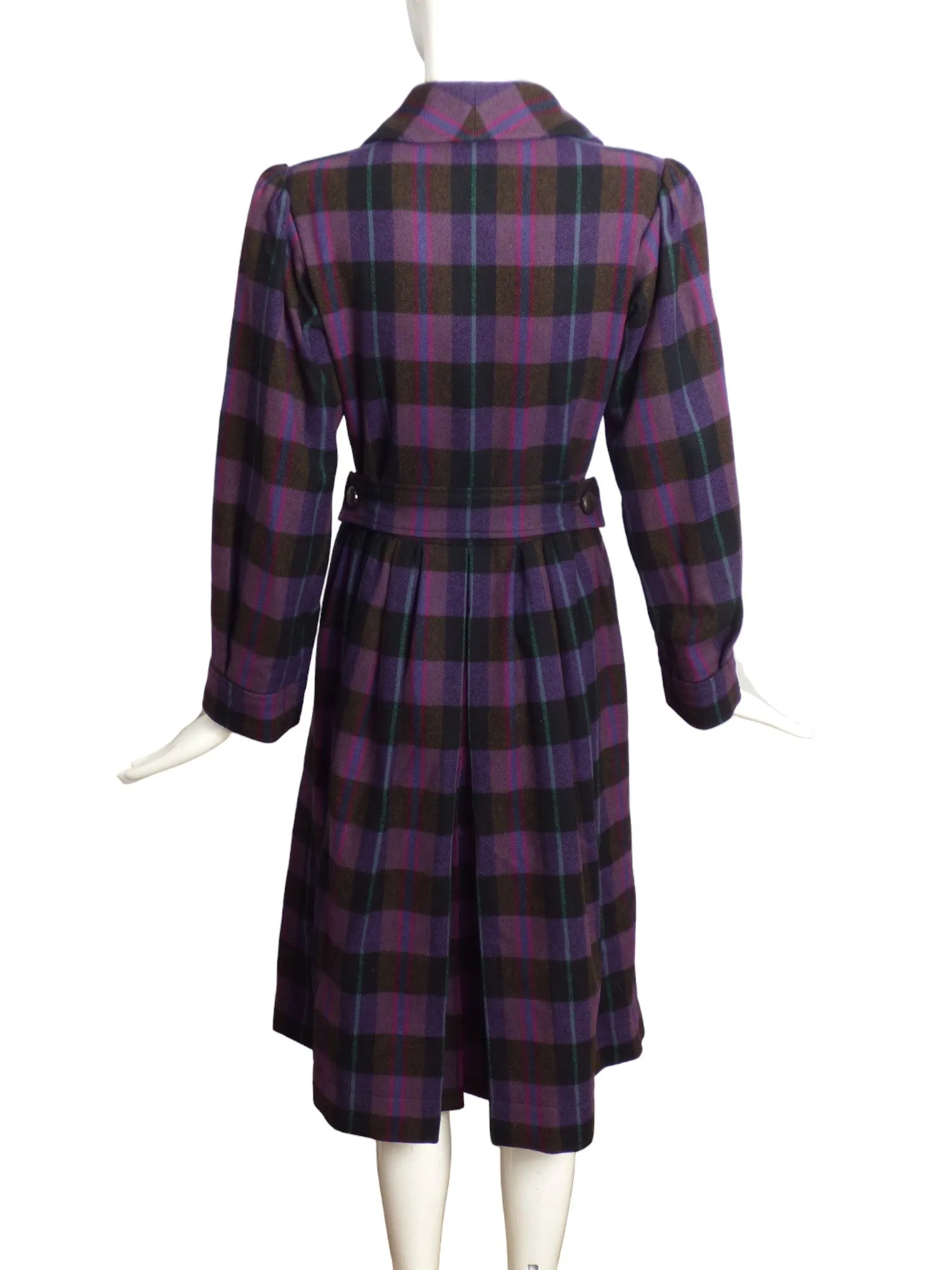 YVES SAINT LAURENT- 1980 Wool Plaid Dress, Size 8